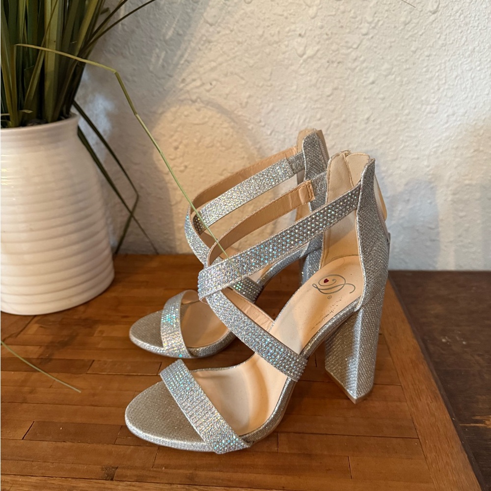 Elegant Silver Strappy Women's Heels